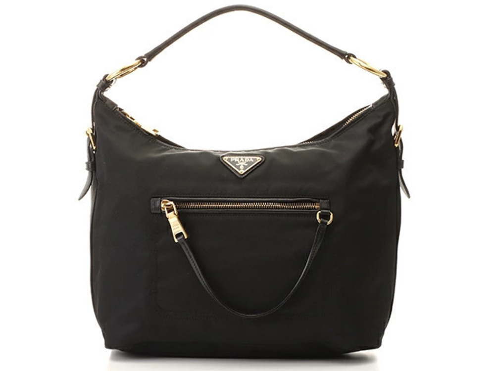Prada black Tessuto Shoulder Bag body leather front zip